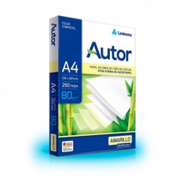 Resma Autor A4 amarilla, 80g.